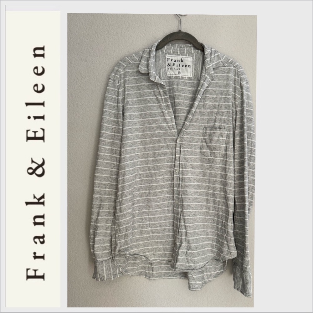 Frank & Eileen Tee Lab Button Shirt Gray White Stripe Cotton M